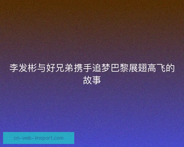 李发彬与好兄弟携手追梦巴黎展翅高飞的故事